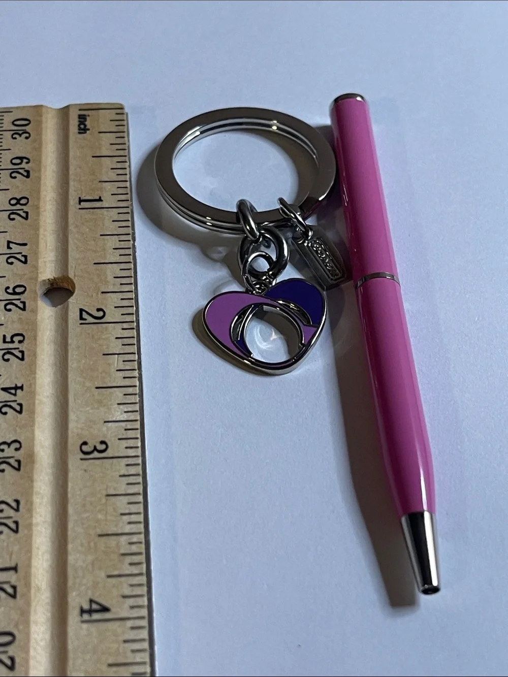 Coach Pink Heart Keyring Charm and Coach Pen
